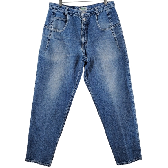 Vtg Guess Blue Jeans Men 34x29.5 Baggy Hi Rise Tapered Distressed USA 90s Grunge - Picture 6 of 15